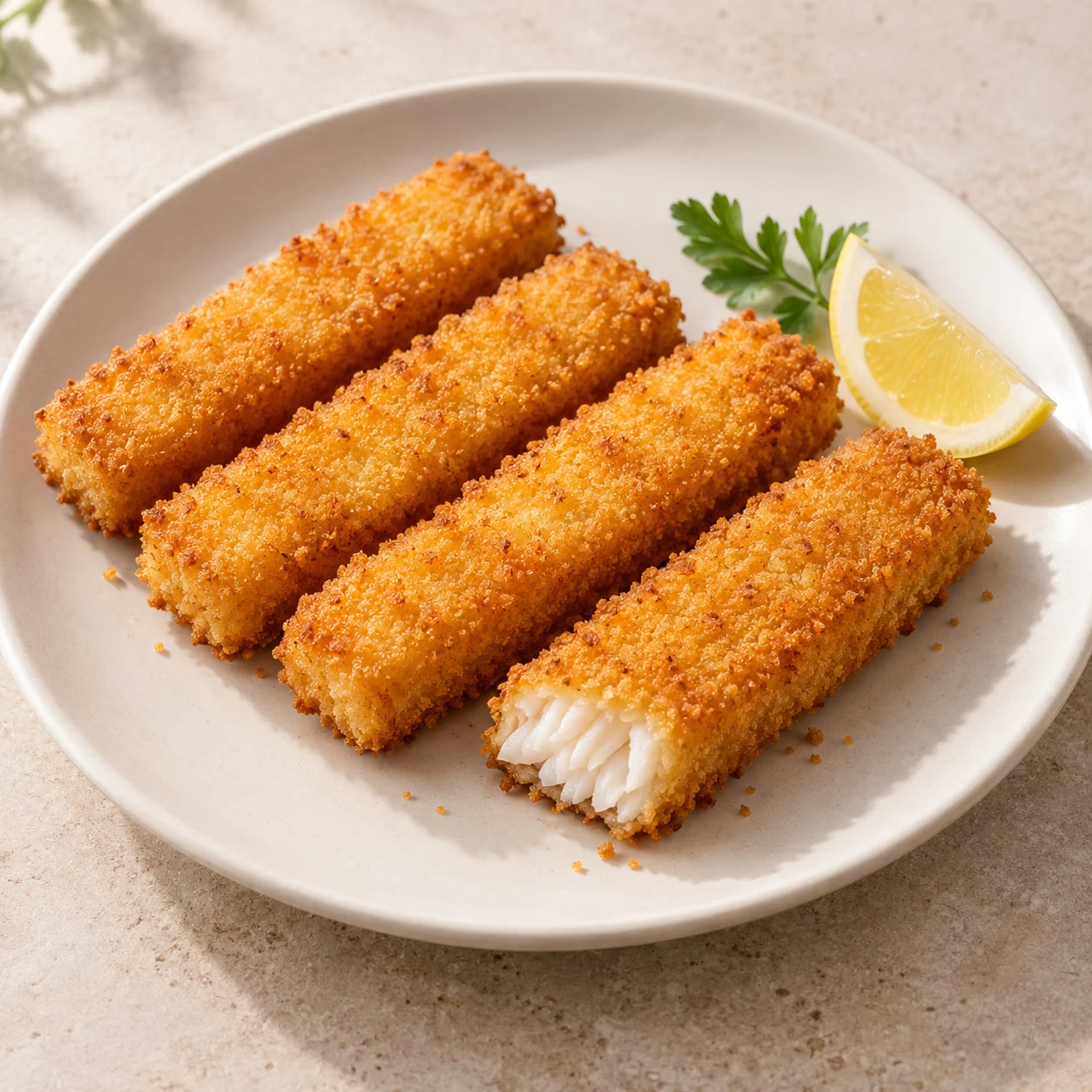 Breaded pollock fish finger · Suggestion de présentation