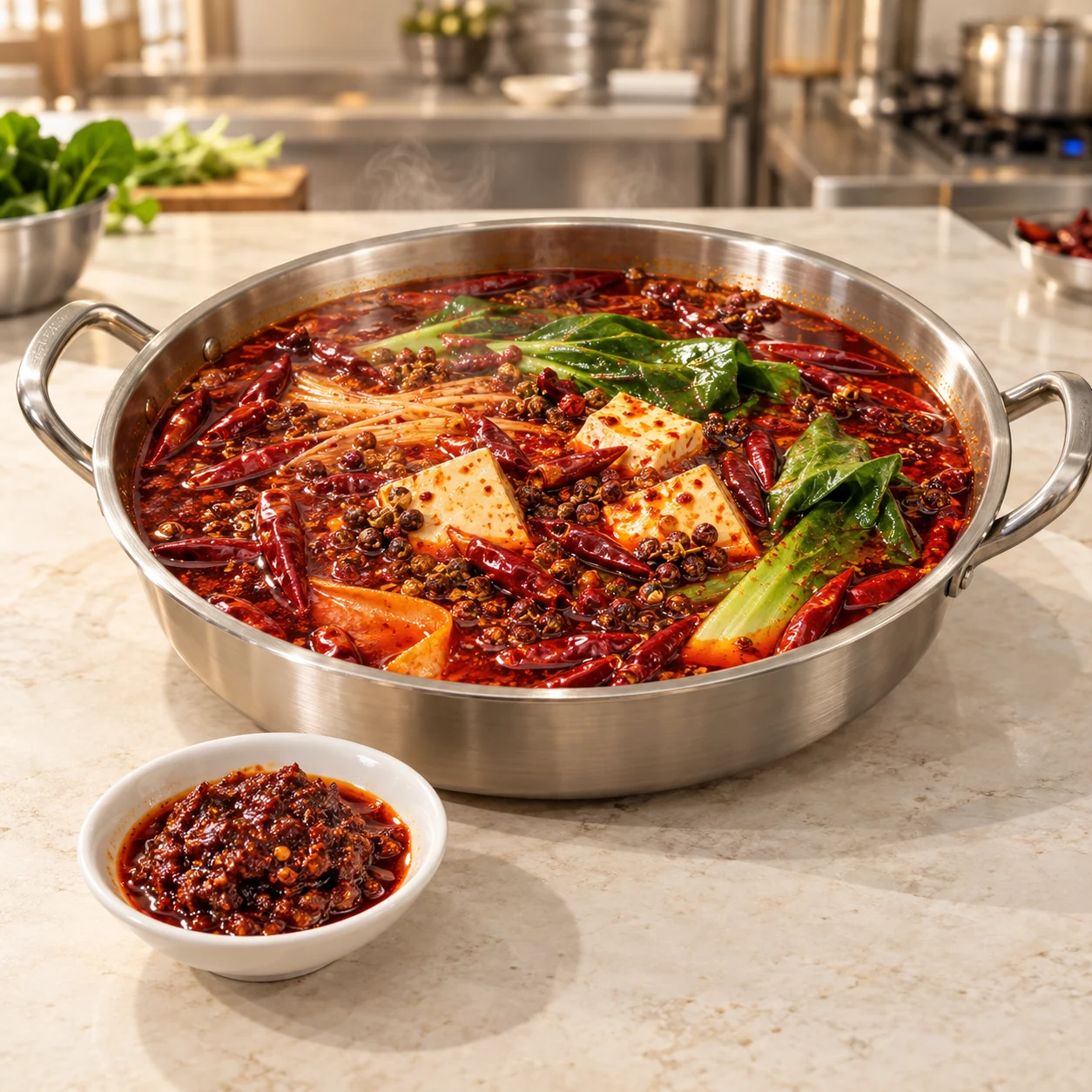Hot spicy hot pot base · Sugestão de apresentação