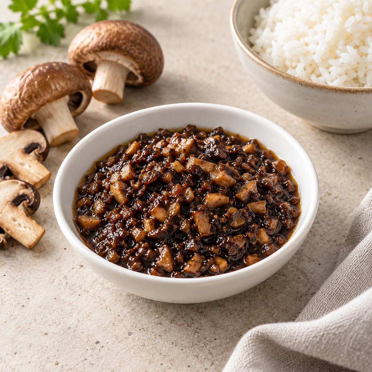 Mushroom sauce · Serving suggestion