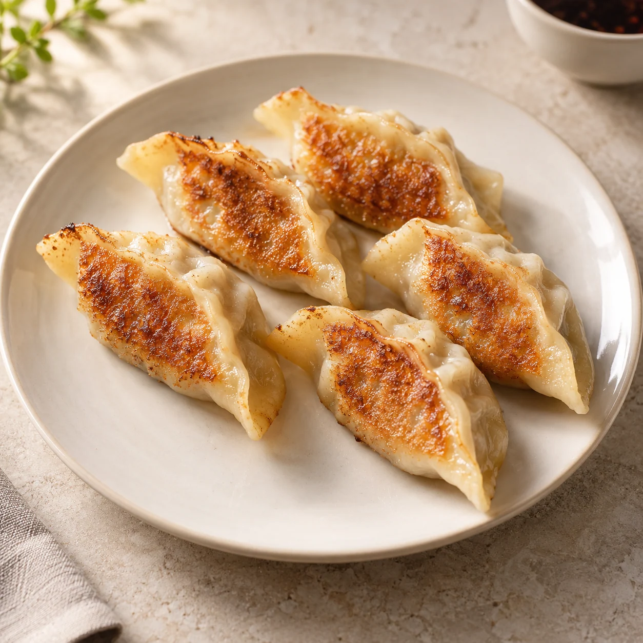Salmon gyoza · Sugestão de apresentação