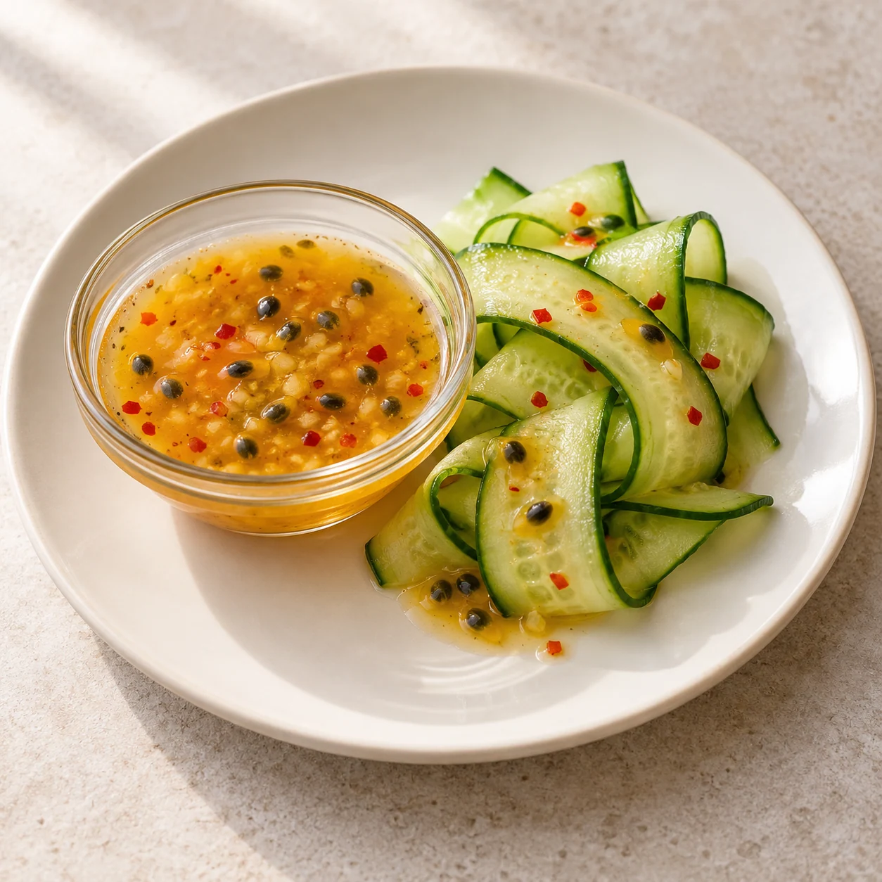 Bird's Eye Chili & Passion Fruit Sauce · Пример подачи