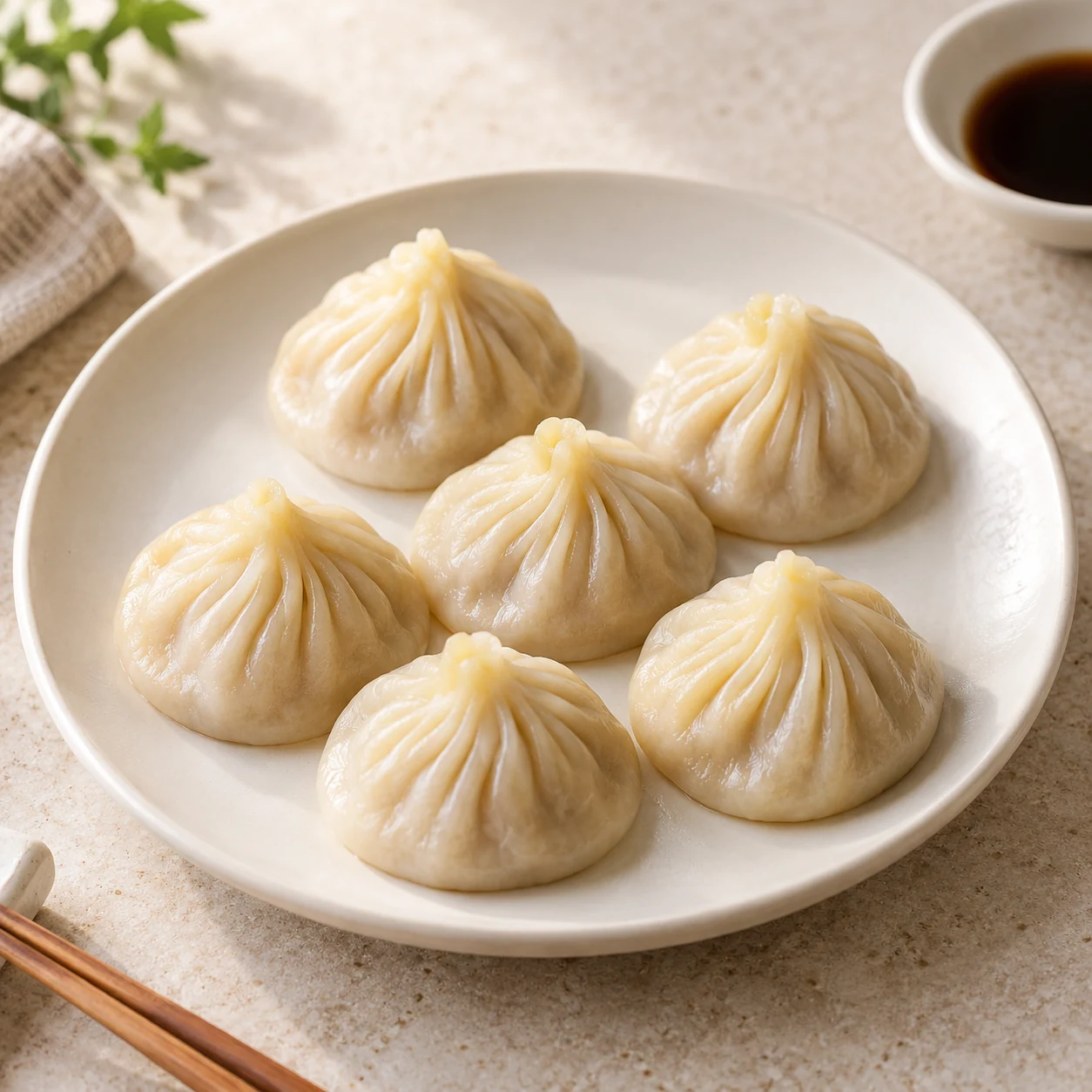 Plant-Based Meat Soup Dumplings (Black Pepper) · Serving suggestion